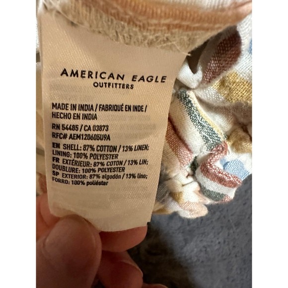 American Eagle Linen/Cotton Highwaisted Striped Shorts - Picture 4 of 5